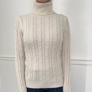 Twisted cable turtleneck sweater